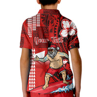 Personalised Hawaii Christmas Kid Polo Shirt Mele Kalikimaka Surfing Santa Claus - Wonder Print Shop