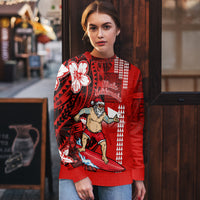 Personalised Hawaii Christmas Ugly Christmas Sweater Mele Kalikimaka Surfing Santa Claus - Wonder Print Shop