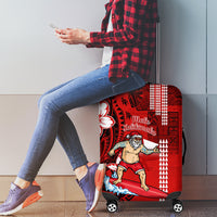 Personalised Hawaii Christmas Luggage Cover Mele Kalikimaka Surfing Santa Claus - Wonder Print Shop