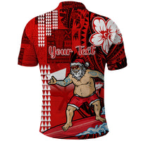 Personalised Hawaii Christmas Polo Shirt Mele Kalikimaka Surfing Santa Claus - Wonder Print Shop