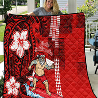 Personalised Hawaii Christmas Quilt Mele Kalikimaka Surfing Santa Claus - Wonder Print Shop