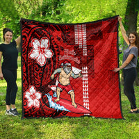 Personalised Hawaii Christmas Quilt Mele Kalikimaka Surfing Santa Claus - Wonder Print Shop
