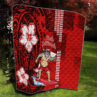 Personalised Hawaii Christmas Quilt Mele Kalikimaka Surfing Santa Claus - Wonder Print Shop