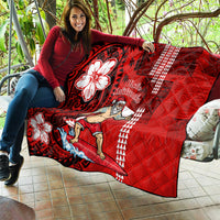 Personalised Hawaii Christmas Quilt Mele Kalikimaka Surfing Santa Claus - Wonder Print Shop