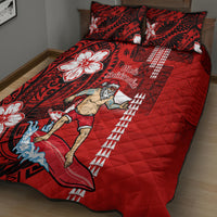Personalised Hawaii Christmas Quilt Bed Set Mele Kalikimaka Surfing Santa Claus - Wonder Print Shop