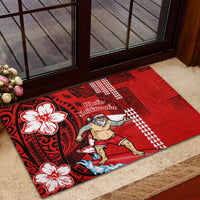 Personalised Hawaii Christmas Rubber Doormat Mele Kalikimaka Surfing Santa Claus - Wonder Print Shop