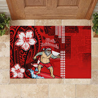 Personalised Hawaii Christmas Rubber Doormat Mele Kalikimaka Surfing Santa Claus - Wonder Print Shop
