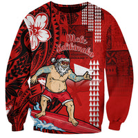 Personalised Hawaii Christmas Sweatshirt Mele Kalikimaka Surfing Santa Claus - Wonder Print Shop