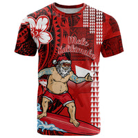 Personalised Hawaii Christmas T Shirt Mele Kalikimaka Surfing Santa Claus - Wonder Print Shop