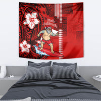 Personalised Hawaii Christmas Tapestry Mele Kalikimaka Surfing Santa Claus - Wonder Print Shop