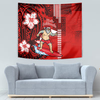 Personalised Hawaii Christmas Tapestry Mele Kalikimaka Surfing Santa Claus - Wonder Print Shop
