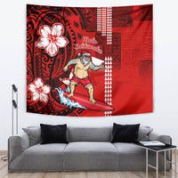 Personalised Hawaii Christmas Tapestry Mele Kalikimaka Surfing Santa Claus - Wonder Print Shop