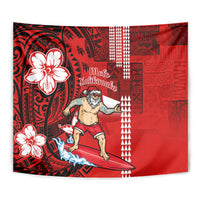 Personalised Hawaii Christmas Tapestry Mele Kalikimaka Surfing Santa Claus - Wonder Print Shop
