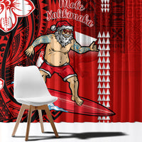 Personalised Hawaii Christmas Window Curtain Mele Kalikimaka Surfing Santa Claus - Wonder Print Shop