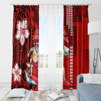 Personalised Hawaii Christmas Window Curtain Mele Kalikimaka Surfing Santa Claus - Wonder Print Shop