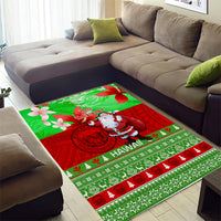 Personalised Hawaii Christmas Area Rug Mele Kalikimaka Hawaiian Santa Tropical Vibes - Wonder Print Shop