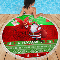 Personalised Hawaii Christmas Beach Blanket Mele Kalikimaka Hawaiian Santa Tropical Vibes - Wonder Print Shop