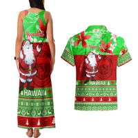Personalised Hawaii Christmas Couples Matching Tank Maxi Dress and Hawaiian Shirt Mele Kalikimaka Hawaiian Santa Tropical Vibes - Wonder Print Shop