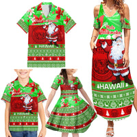 Personalised Hawaii Christmas Family Matching Summer Maxi Dress and Hawaiian Shirt Mele Kalikimaka Hawaiian Santa Tropical Vibes - Wonder Print Shop