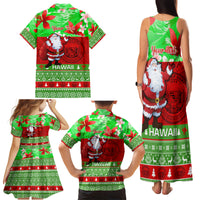 Personalised Hawaii Christmas Family Matching Tank Maxi Dress and Hawaiian Shirt Mele Kalikimaka Hawaiian Santa Tropical Vibes - Wonder Print Shop