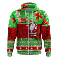 Personalised Hawaii Christmas Hoodie Mele Kalikimaka Hawaiian Santa Tropical Vibes - Wonder Print Shop