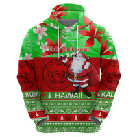 Personalised Hawaii Christmas Hoodie Mele Kalikimaka Hawaiian Santa Tropical Vibes - Wonder Print Shop