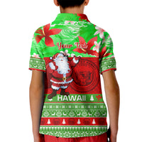 Personalised Hawaii Christmas Kid Polo Shirt Mele Kalikimaka Hawaiian Santa Tropical Vibes - Wonder Print Shop