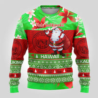 Personalised Hawaii Christmas Ugly Christmas Sweater Mele Kalikimaka Hawaiian Santa Tropical Vibes - Wonder Print Shop