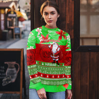 Personalised Hawaii Christmas Ugly Christmas Sweater Mele Kalikimaka Hawaiian Santa Tropical Vibes - Wonder Print Shop