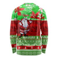 Personalised Hawaii Christmas Long Sleeve Shirt Mele Kalikimaka Hawaiian Santa Tropical Vibes - Wonder Print Shop