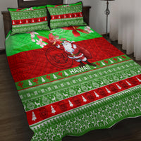 Personalised Hawaii Christmas Quilt Bed Set Mele Kalikimaka Hawaiian Santa Tropical Vibes - Wonder Print Shop