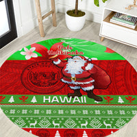 personalised-hawaii-christmas-round-carpet-mele-kalikimaka-hawaiian-santa-tropical-vibes