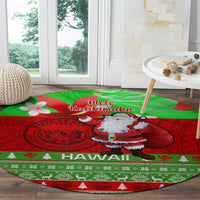 personalised-hawaii-christmas-round-carpet-mele-kalikimaka-hawaiian-santa-tropical-vibes