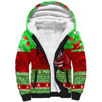 Personalised Hawaii Christmas Sherpa Hoodie Mele Kalikimaka Hawaiian Santa Tropical Vibes - Wonder Print Shop