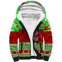 Personalised Hawaii Christmas Sherpa Hoodie Mele Kalikimaka Hawaiian Santa Tropical Vibes - Wonder Print Shop