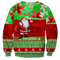 Personalised Hawaii Christmas Sweatshirt Mele Kalikimaka Hawaiian Santa Tropical Vibes - Wonder Print Shop