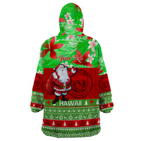 Personalised Hawaii Christmas Wearable Blanket Hoodie Mele Kalikimaka Hawaiian Santa Tropical Vibes - Wonder Print Shop