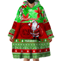 Personalised Hawaii Christmas Wearable Blanket Hoodie Mele Kalikimaka Hawaiian Santa Tropical Vibes - Wonder Print Shop