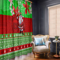 Personalised Hawaii Christmas Window Curtain Mele Kalikimaka Hawaiian Santa Tropical Vibes - Wonder Print Shop