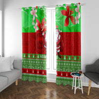 Personalised Hawaii Christmas Window Curtain Mele Kalikimaka Hawaiian Santa Tropical Vibes - Wonder Print Shop