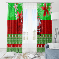 Personalised Hawaii Christmas Window Curtain Mele Kalikimaka Hawaiian Santa Tropical Vibes - Wonder Print Shop