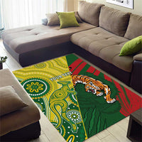 Custom Bangladesh And Australia Cricket Area Rug Kangaroo Tiger Together - Wonder Print Shop