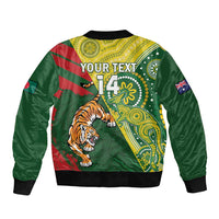 Custom Bangladesh And Australia Cricket Bomber Jacket Kangaroo Tiger Together - Wonder Print Shop