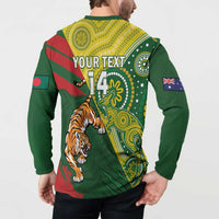 Custom Bangladesh And Australia Cricket Button Sweatshirt Kangaroo Tiger Together - Wonder Print Shop