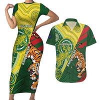 Custom Bangladesh And Australia Cricket Couples Matching Short Sleeve Bodycon Dress and Hawaiian Shirt Kangaroo Tiger Together - Wonder Print Shop