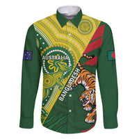 Custom Bangladesh And Australia Cricket Family Matching Long Sleeve Bodycon Dress and Hawaiian Shirt Kangaroo Tiger Together - Wonder Print Shop