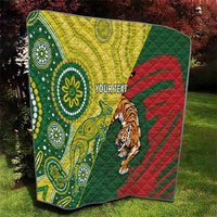 Custom Bangladesh And Australia Cricket Quilt Kangaroo Tiger Together - Wonder Print Shop