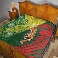 Custom Bangladesh And Australia Cricket Quilt Kangaroo Tiger Together - Wonder Print Shop