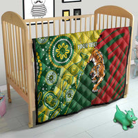 Custom Bangladesh And Australia Cricket Quilt Kangaroo Tiger Together - Wonder Print Shop