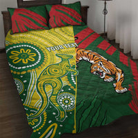 Custom Bangladesh And Australia Cricket Quilt Bed Set Kangaroo Tiger Together - Wonder Print Shop
